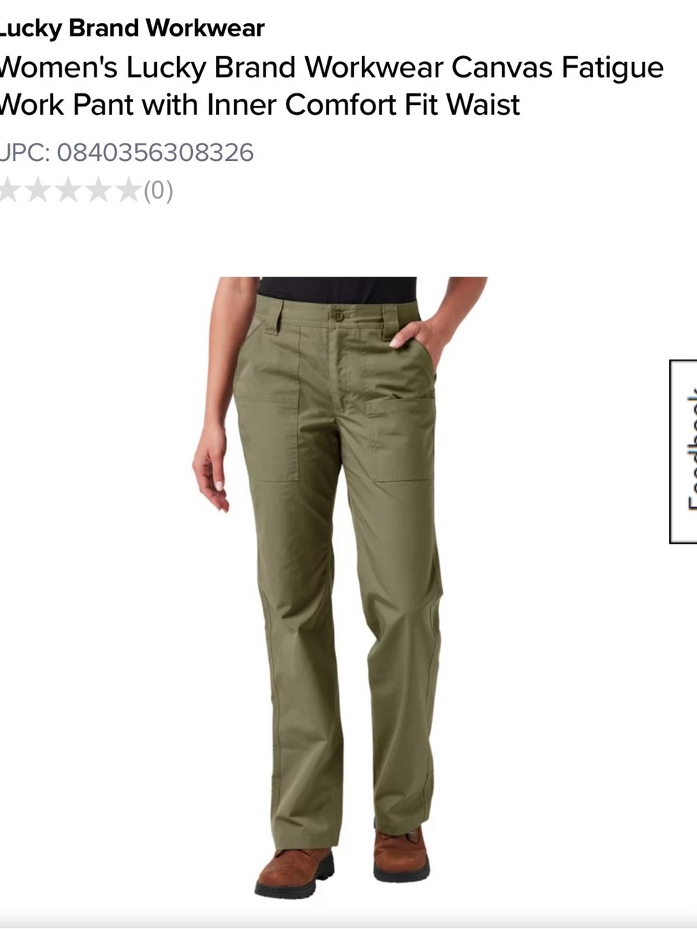 Women’s Lucky Brand Olive Green Canvas Workwear Pants NWOT size 8